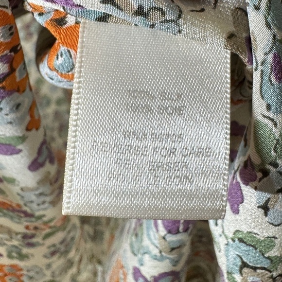 Rebecca Taylor 100% Silk Cream Orange Purple Floral Print Ruffle Mini Dress 10 - Picture 13 of 13